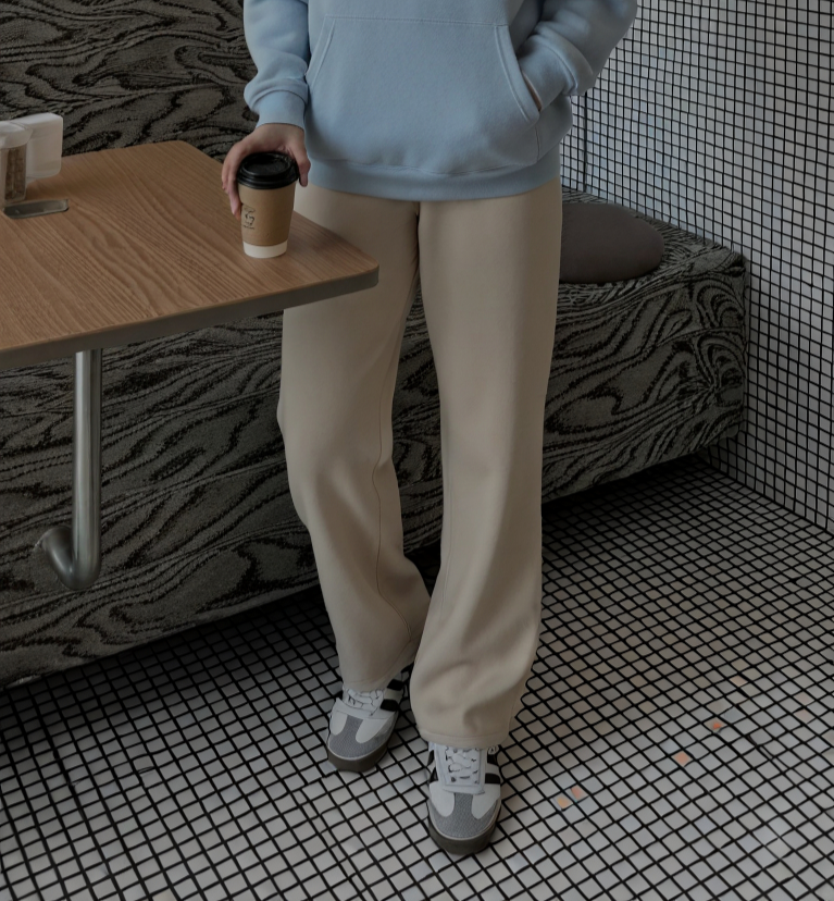 Wide-Leg Sweatpants - Beige