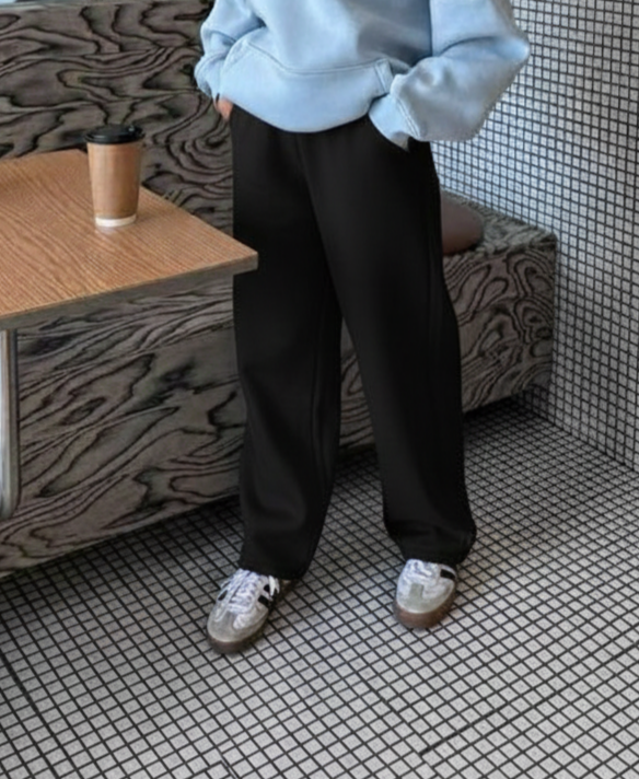 Wide-Leg Sweatpants - Black