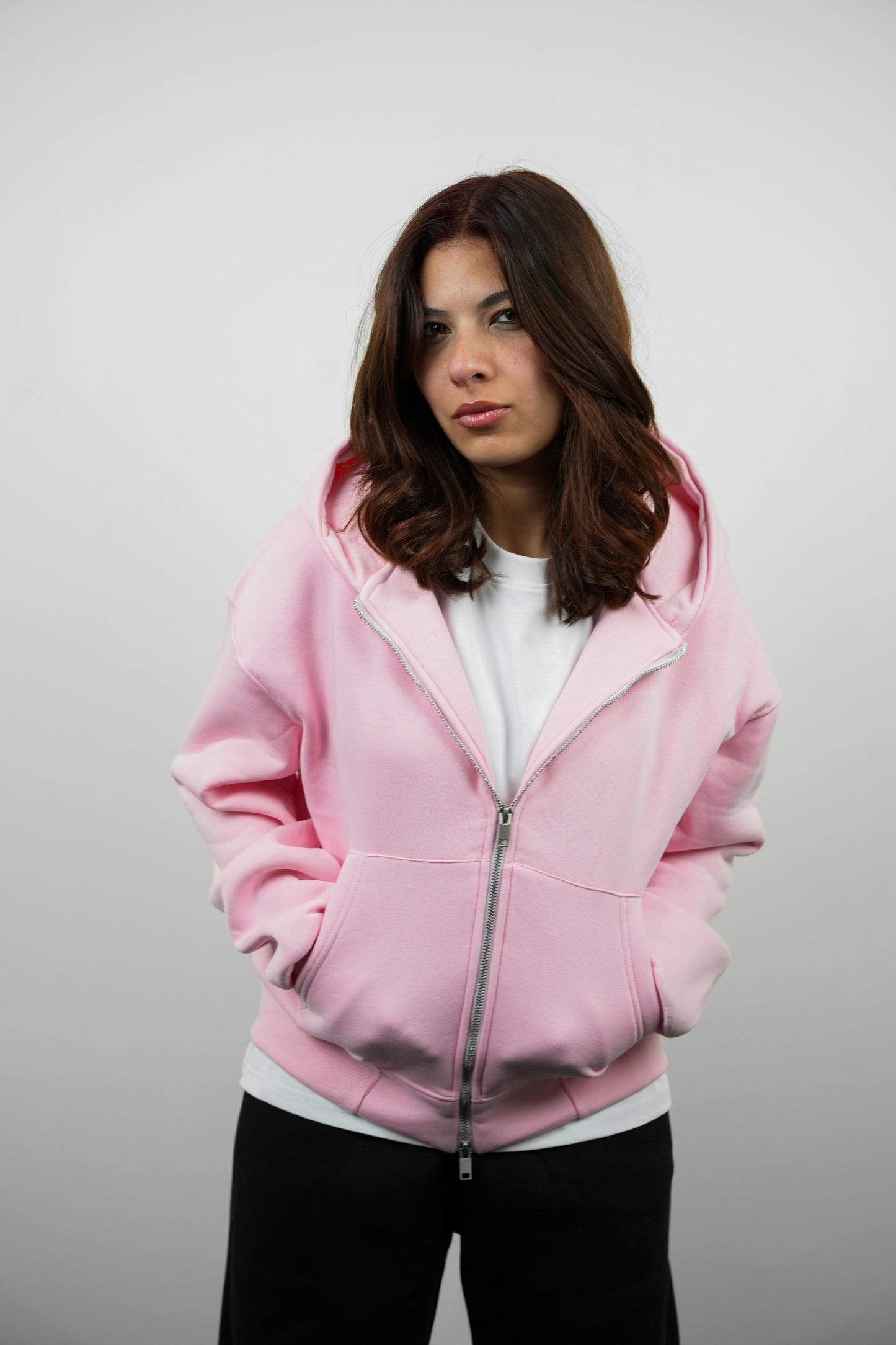 Double-Zip Hoodie –Do Nothing-Pink