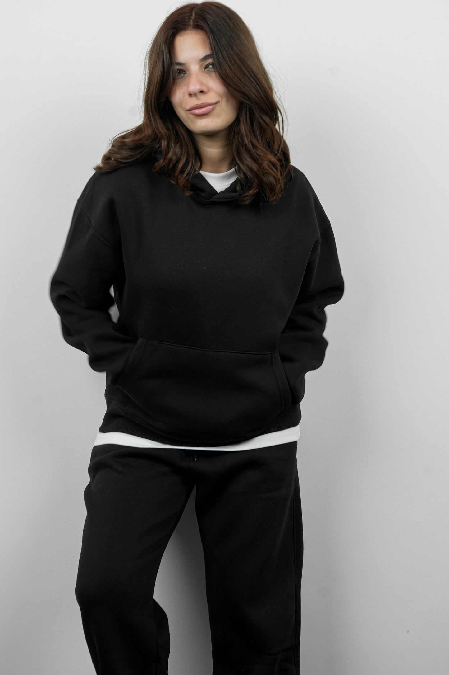 Essential Box Fit Hoodie-Black