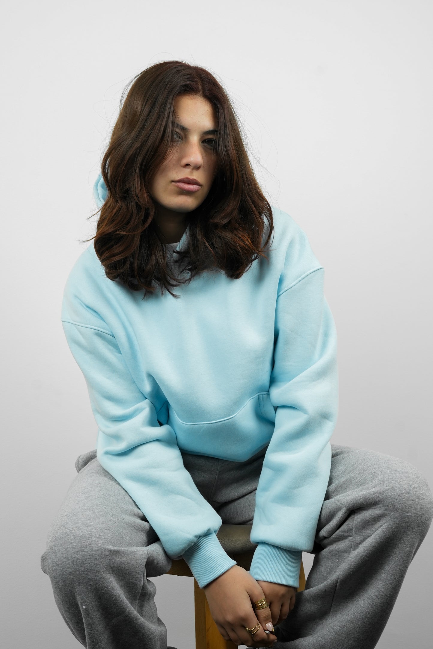 Essential Box Fit Hoodie-Violence-Blue