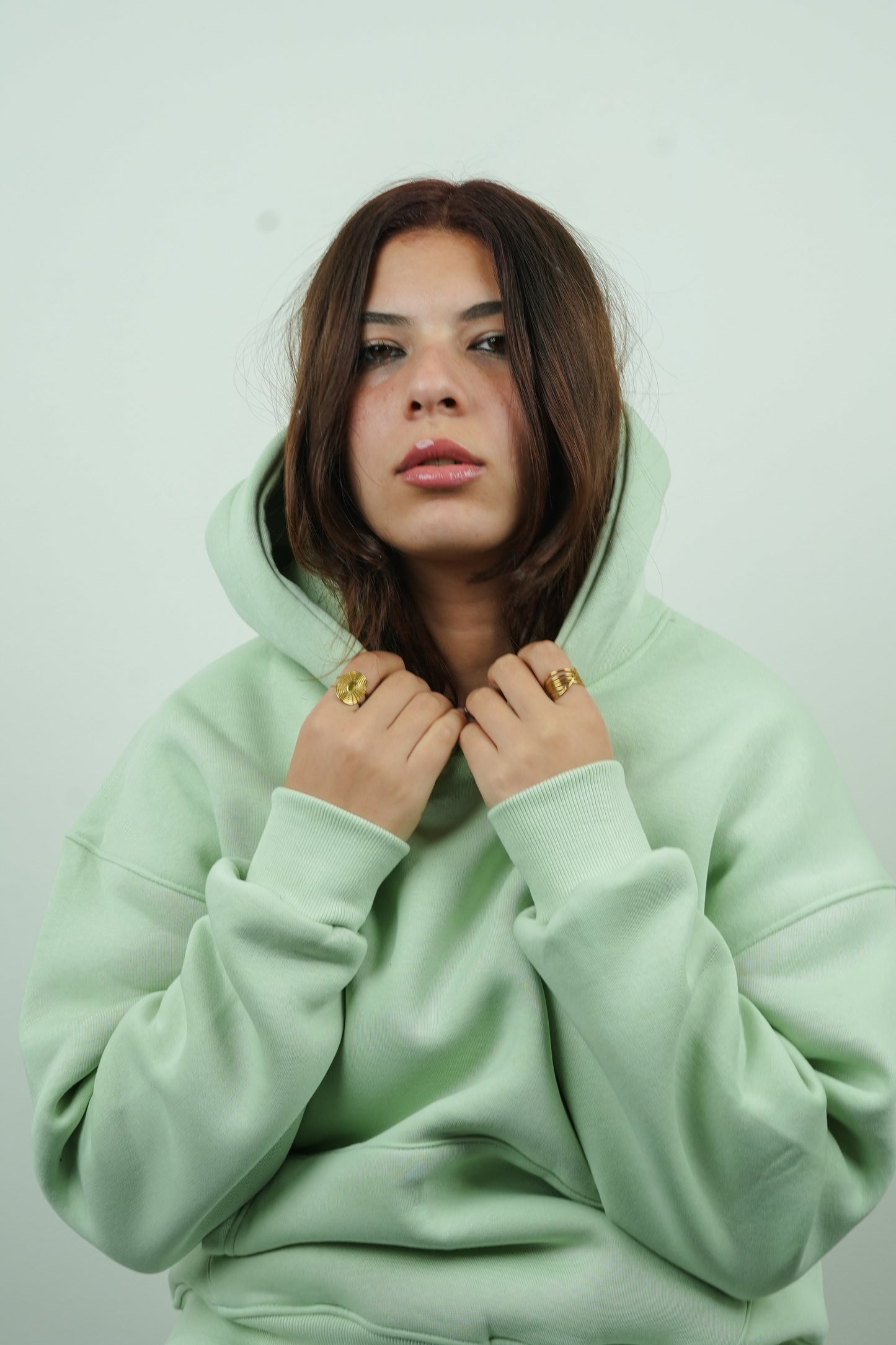 Essential Box Fit Hoodie-Green