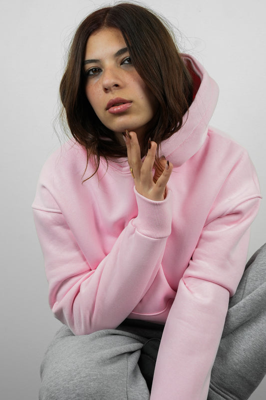 Essential Box Fit Hoodie-Pink