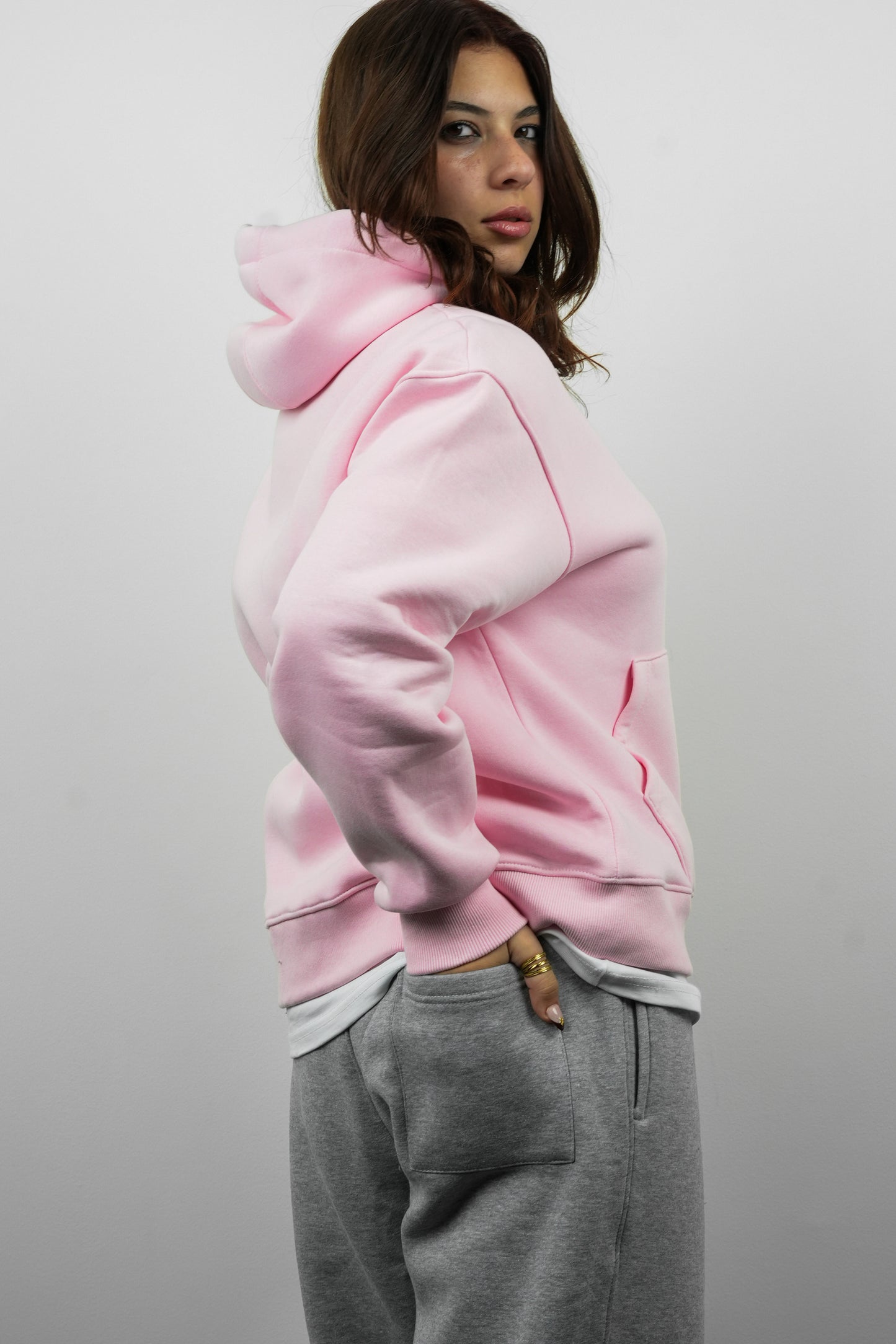 Essential Box Fit Hoodie-Pink