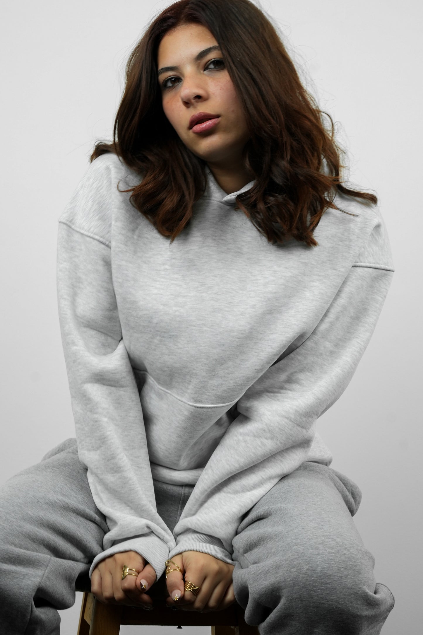 Essential Box Fit Hoodie-Grey