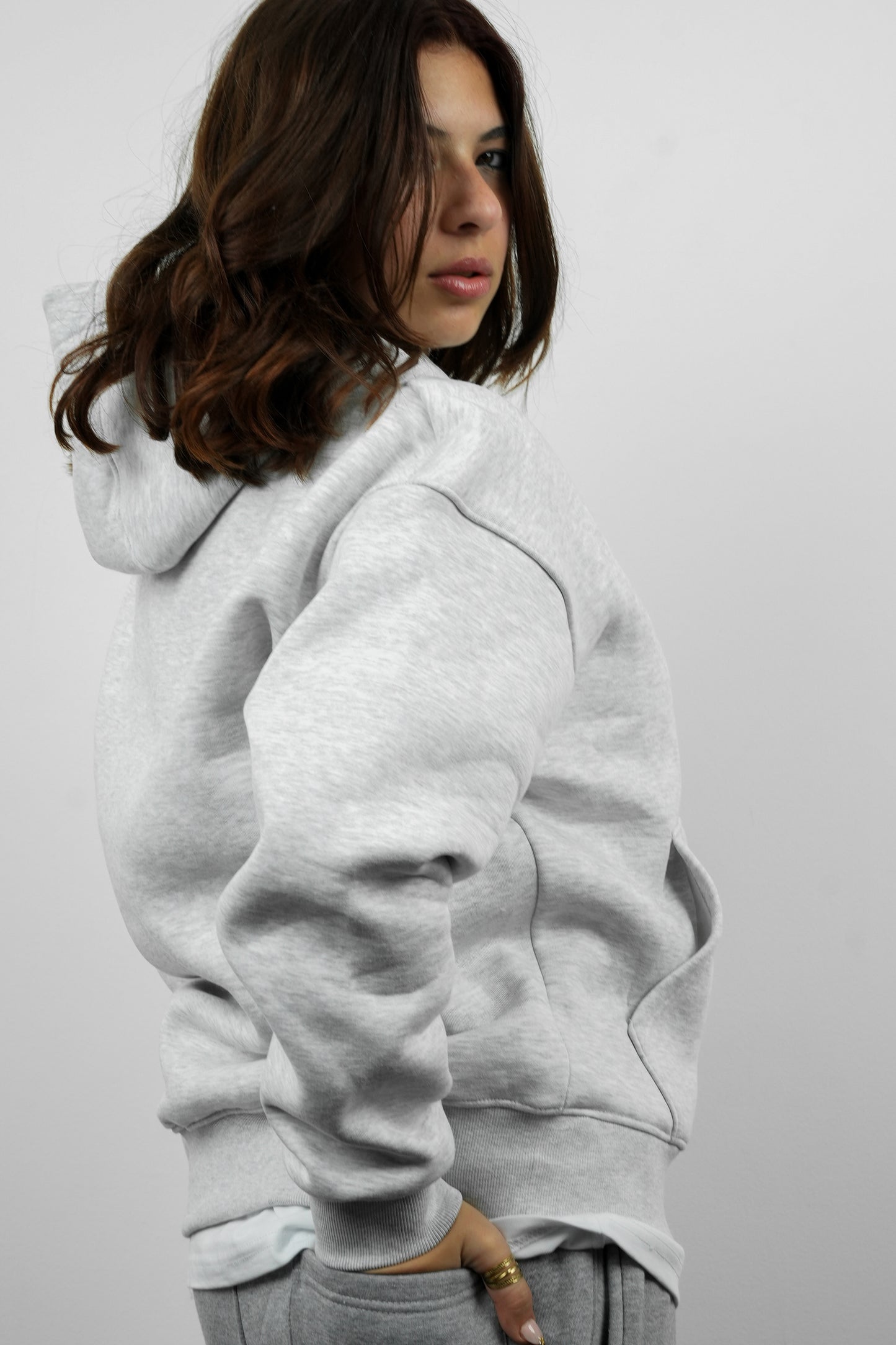 Essential Box Fit Hoodie-Grey