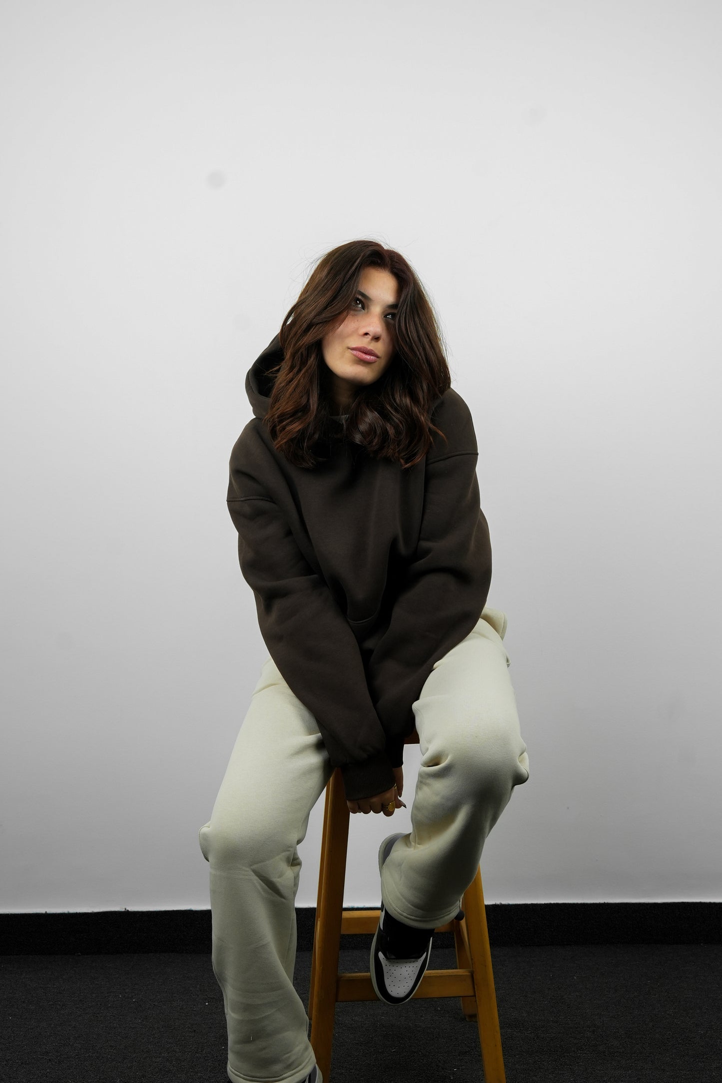 Essential Box Fit Hoodie-Brown