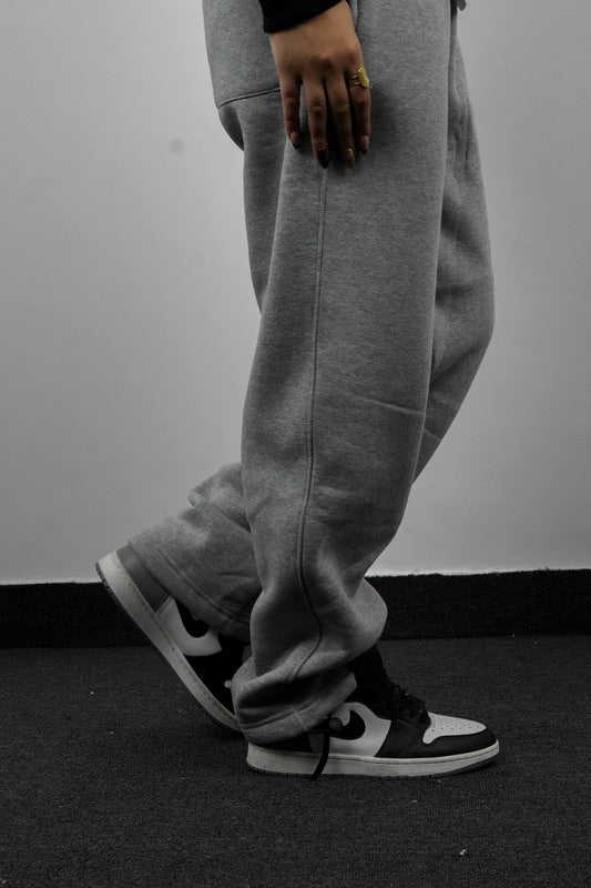 Wide-Leg Sweatpants - Melange Gray