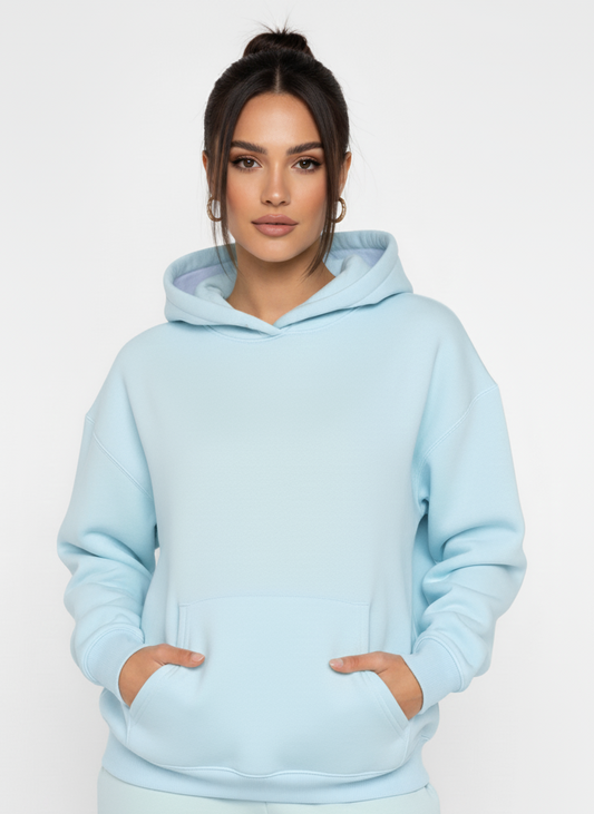 Basic Box fit light-blue hoody