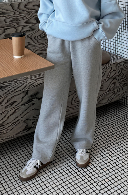 Wide-Leg Sweatpants - Melange Gray