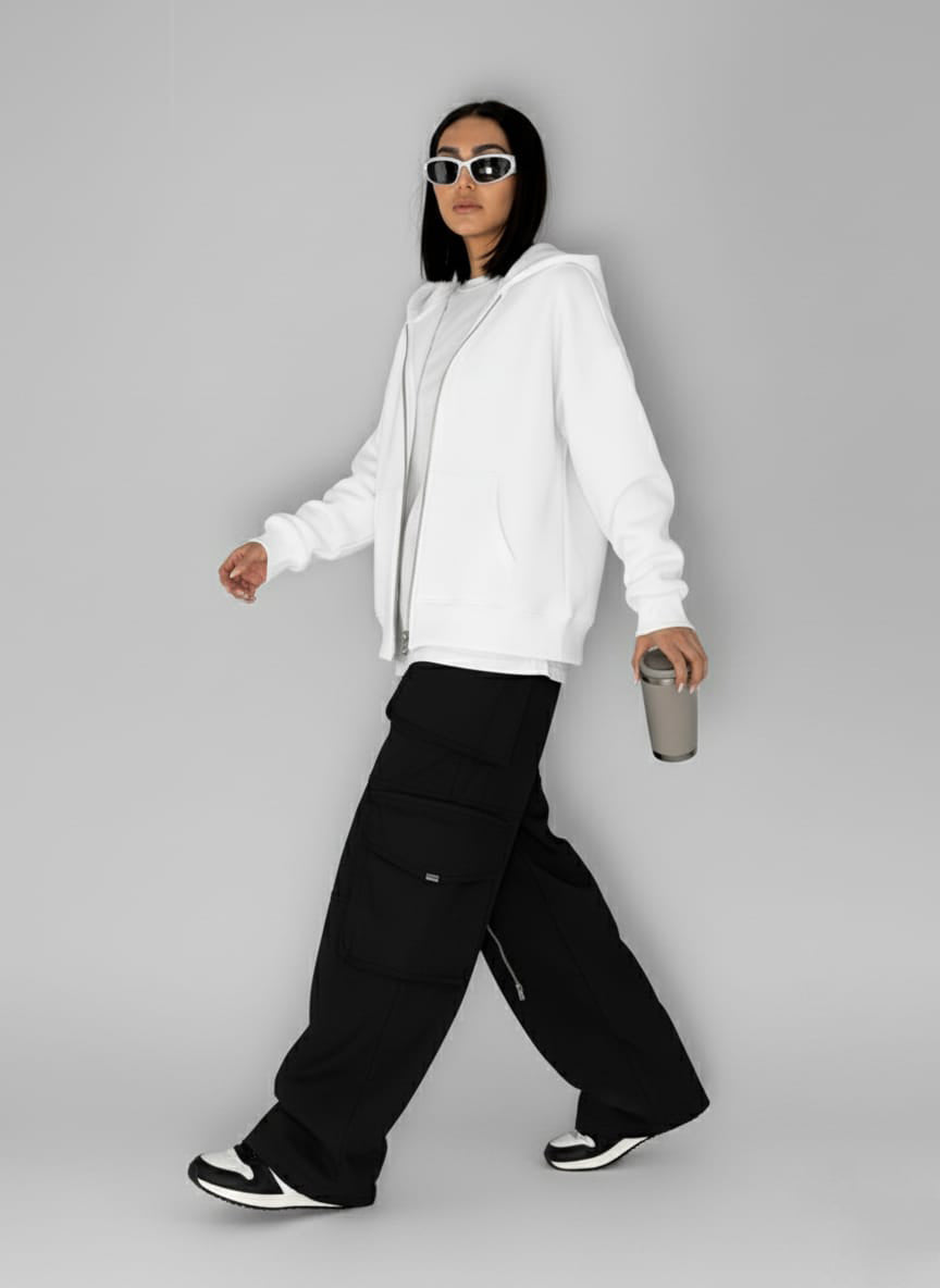 Boxfit Zipper Hoody-white