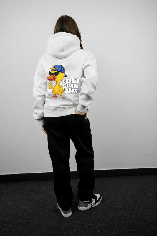 Essential Box Fit Hoodie-CoolerDuck-white