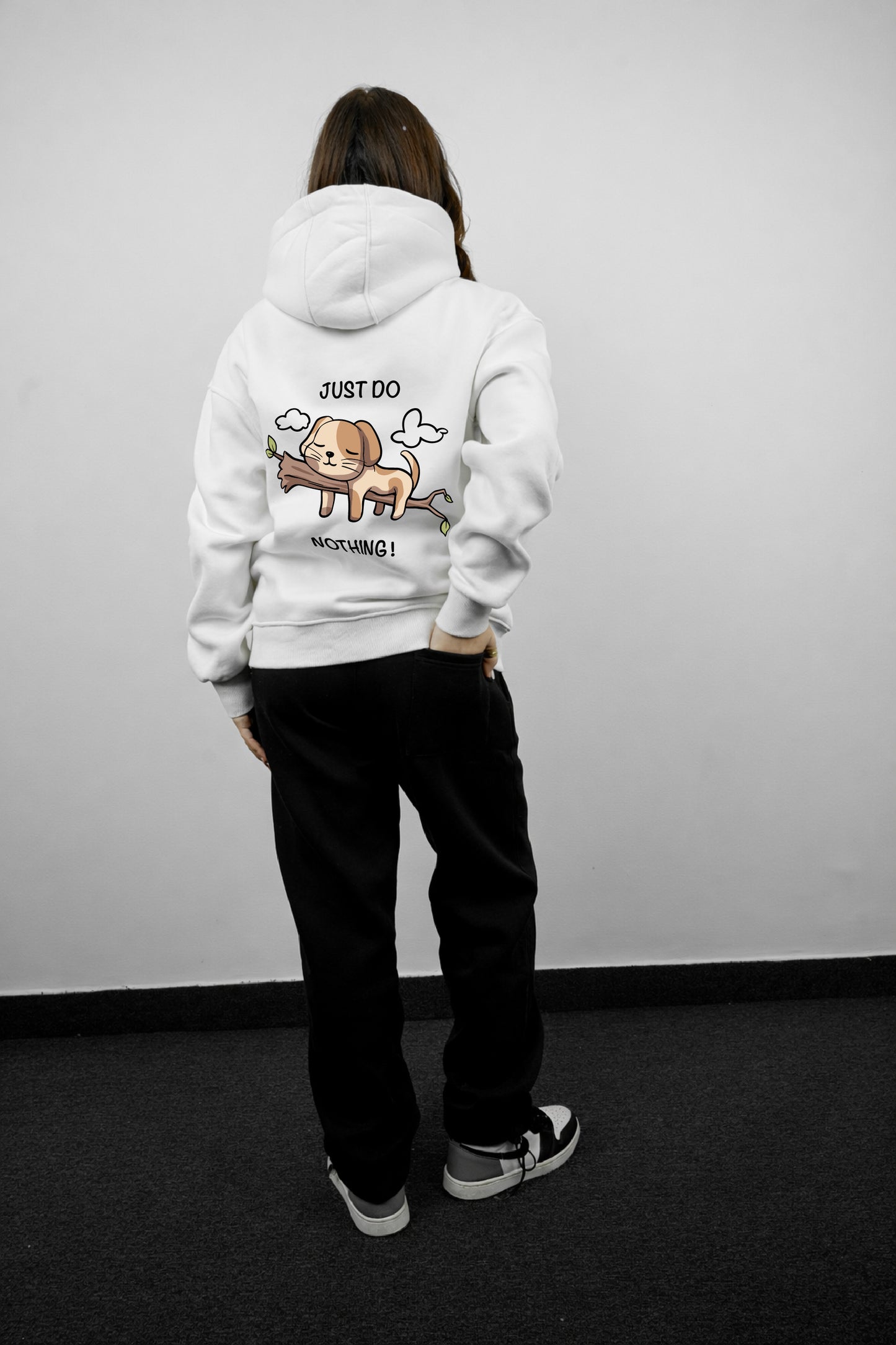 Essential Box Fit Hoodie-DoNothing-White