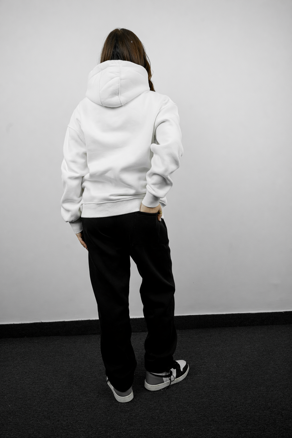 Essential Box Fit Hoodie-White