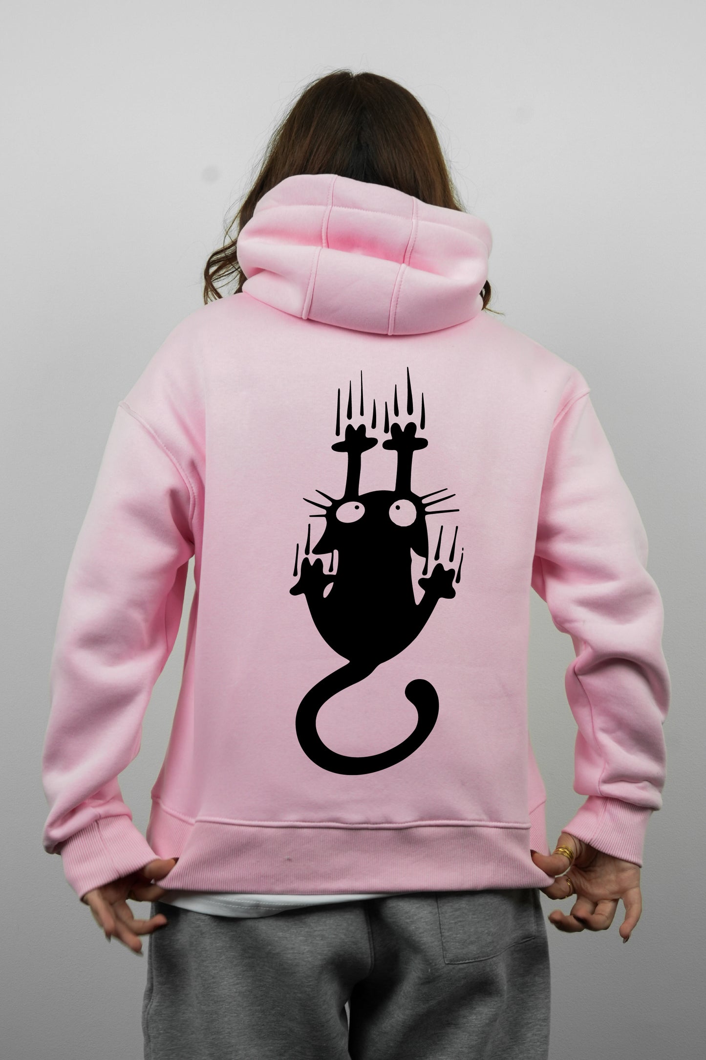 Essential Box Fit Hoodie-Cat-pink