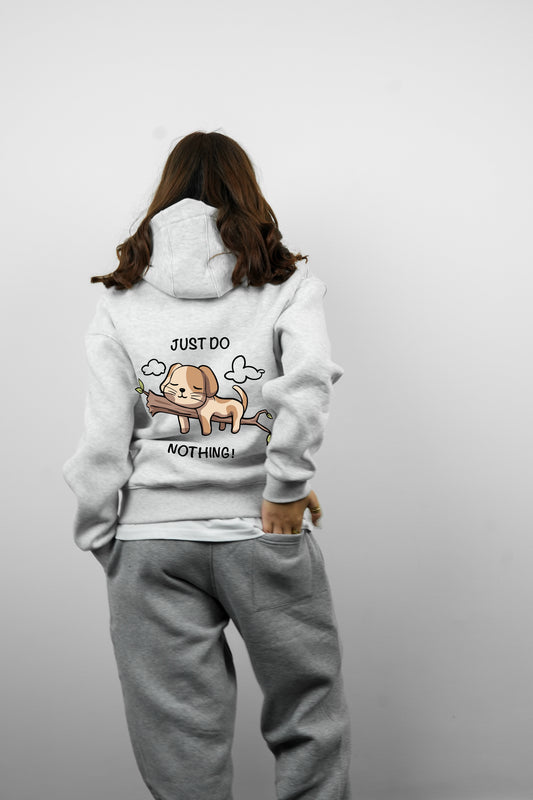 Essential Box Fit Hoodie-DoNothing-Grey