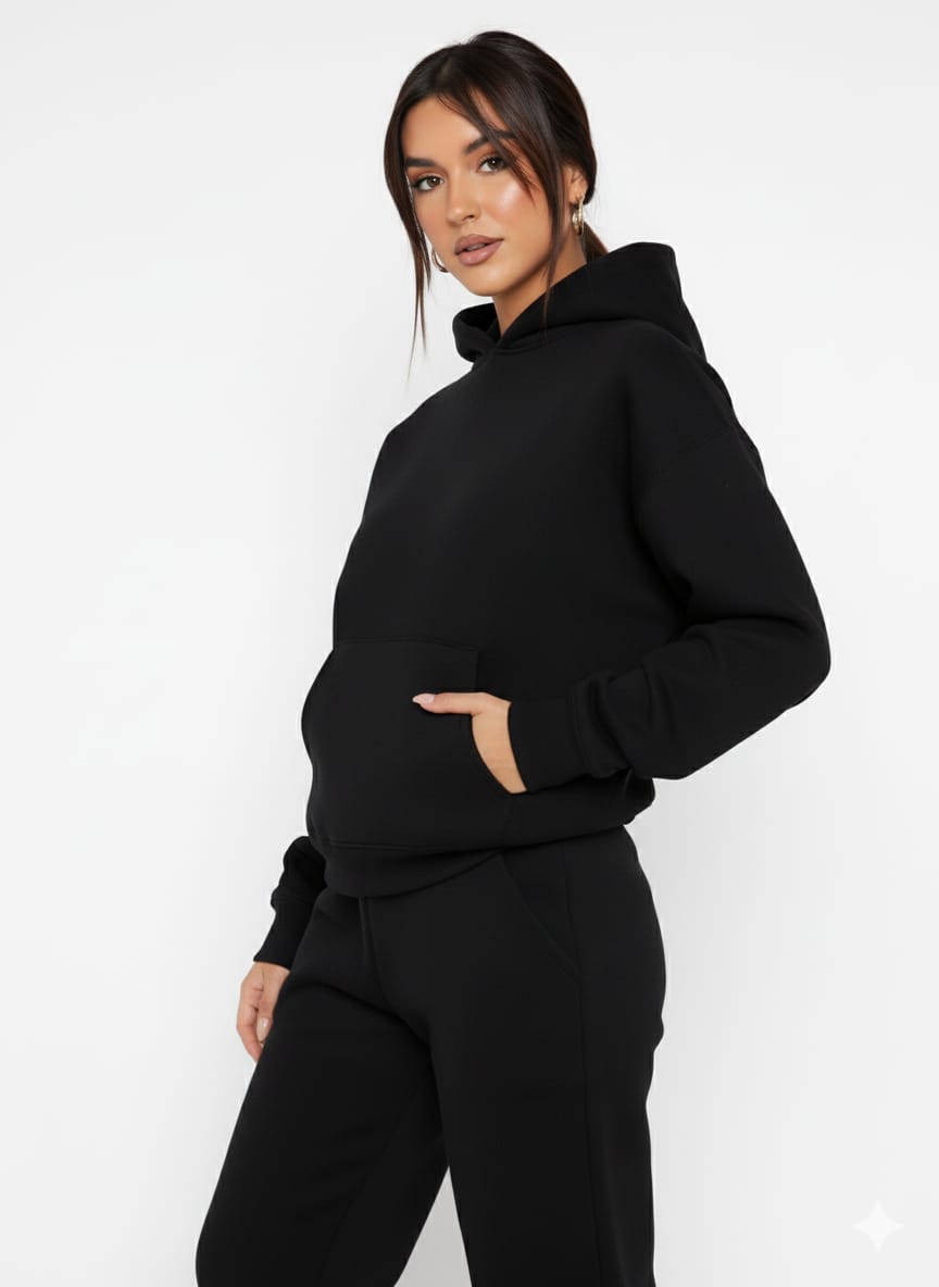 Basic Box fit black hoodie