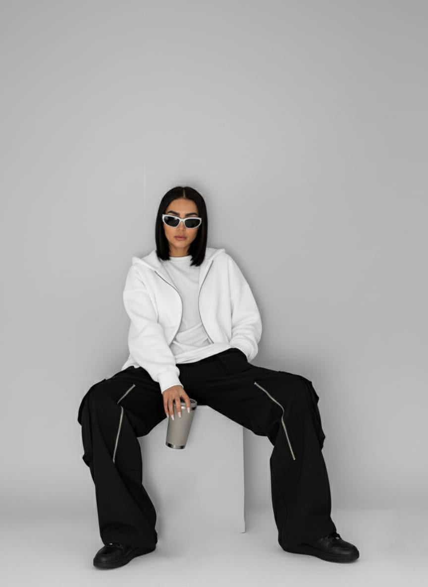 Boxfit Zipper Hoody-white