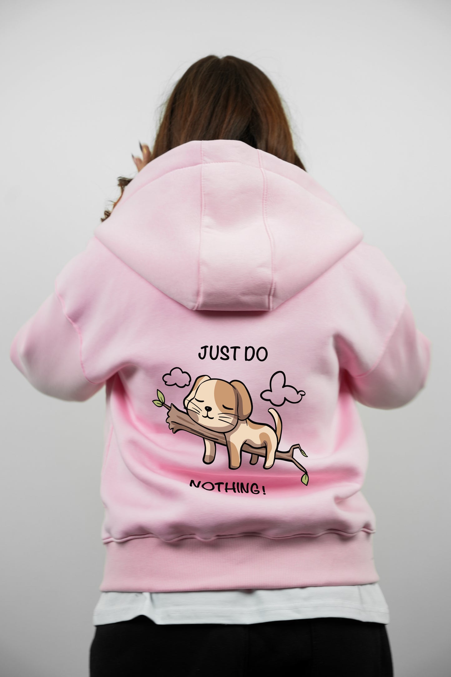 Double-Zip Hoodie –Do Nothing-Pink