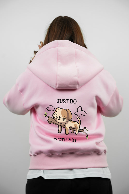 Double-Zip Hoodie –Do Nothing-Pink
