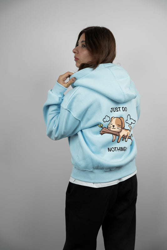 Double-Zip Hoodie –Do Nothing-Blue